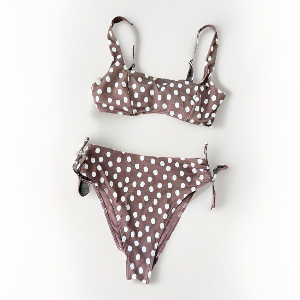 Abercrombie Brown Polka Dot Bikini Size S High Rise Swimsuit
